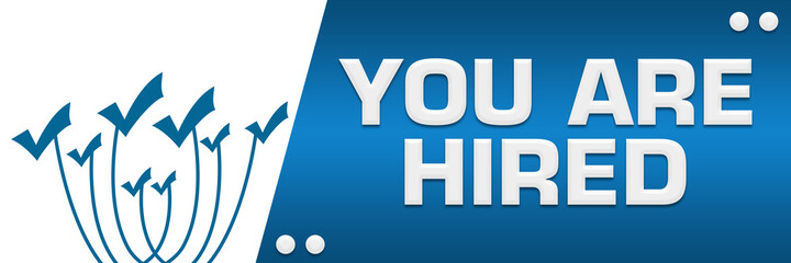 You Are Hired Blue Lines Tick Marks On Top Left Horizontal 