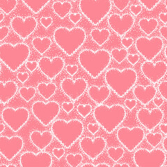 Obraz na płótnie Canvas Lovely hand drawn seamless pattern with creative doodle hearts, fun, romantic background, great for wrapping, textiles, banners, wallpapers - vector design