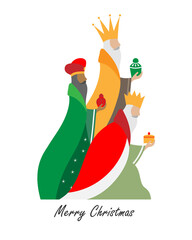 Card of the three wise men. Isolated vector