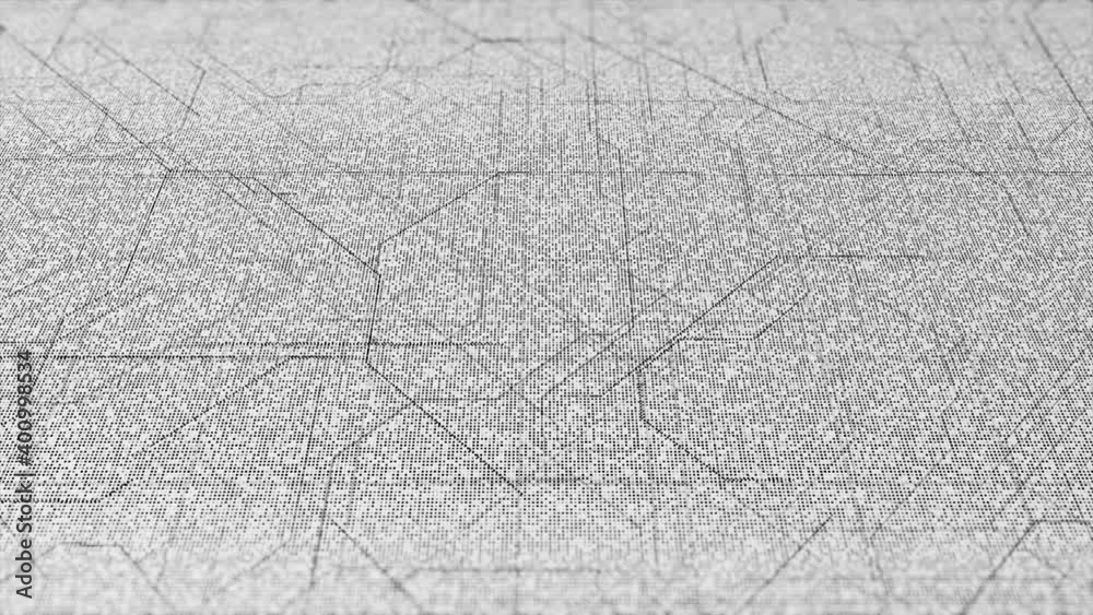 Poster scheme of moving lines on white background. animation. animated path map of schematic lines moving o