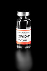 COVID-19 vaccine isolated on black background. Healthcare And Medical concept.