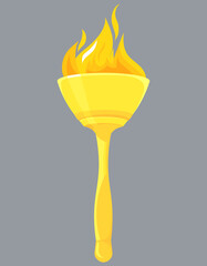 Burning steel torch. Light equipment in cartoon style.
