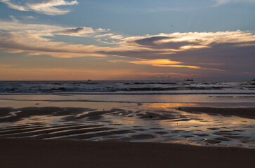 Sunset on the beach, beautiful sunset sky and sea