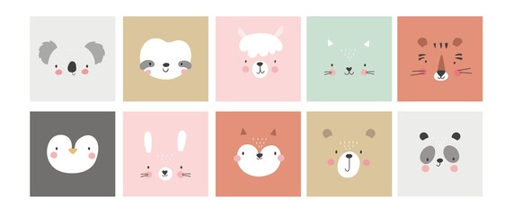 Cute simple animal portraits. Great for designing baby clothes.