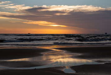 Sunset on the beach, beautiful sunset sky and sea