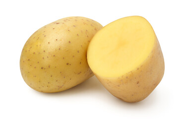 Potato and cut isolated on white background,with clipping path.