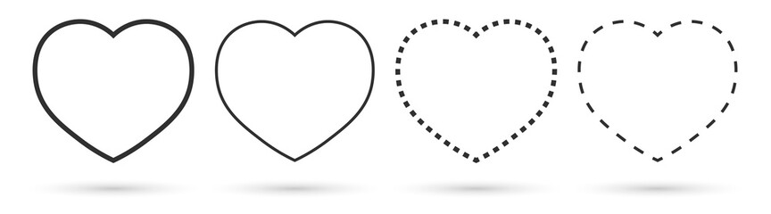 Set heart icons, graphic design template, Valentines Day symbols, vector illustration