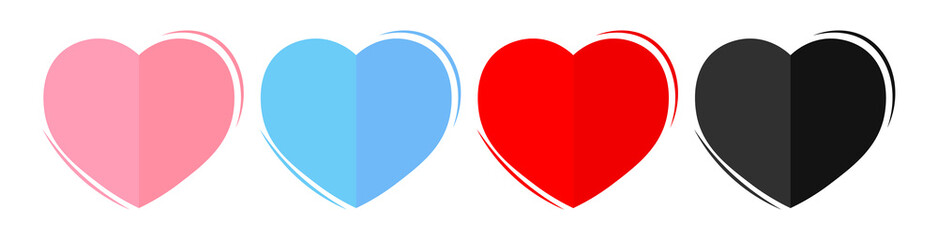 Set heart icons, graphic design template, Valentines Day symbols, vector illustration