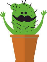 Cute succulent or cactus plant in ceramic pot 