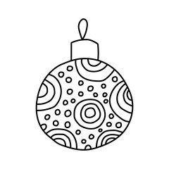 Doodle illustration of a Christmas ornament. New Year festive decoration. Simple vector drawing.