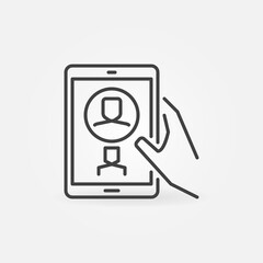 Video Call on Tablet vector thin line concept icon or design element