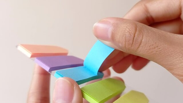 open up a blue of colorful post-it 