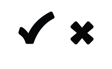Obraz premium Check mark icons. Green tick and red x. Symbols of approval.
