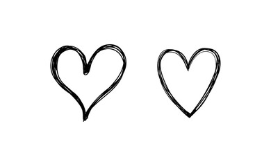 Heart doodles set. Hand drawn hearts collection. Valentine's day sketched design elements.