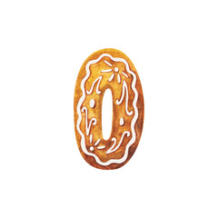 Number 0 in the form of a Christmas carrot on a white background. Suitable for holiday and new year's inscriptions with dates that have the number zero