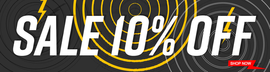 Sale 10% off, web banner design template, discount horizontal poster, vector illustration 