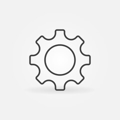 Simple Gear or Cog Wheel vector concept icon or symbol in thin line style