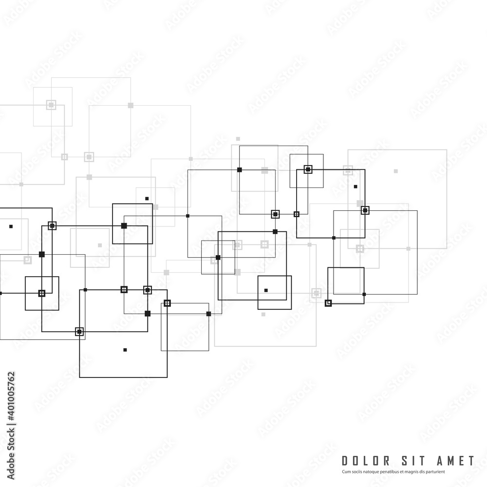 Poster Modern technology illustration with square mesh. Digital geometric abstraction with lines points