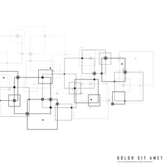 Modern technology illustration with square mesh. Digital geometric abstraction with lines points
