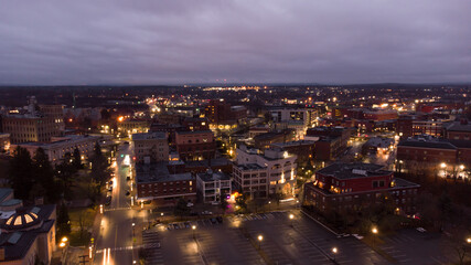 Fototapeta na wymiar Aerial photo Bangor Maine at night twilight colors