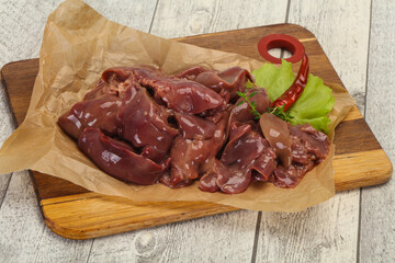 Raw chicken liver ready for cooking