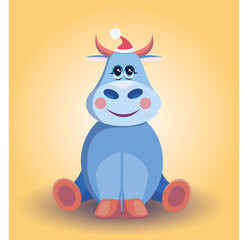 Chinese new year 2021 zodiac - vector bull or cows, flat cartoon animal for holiday cards, posters and home decorations, cute characters with for luck isolated on white background