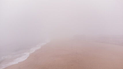 Heavy fog on the beach New Hampshire USA