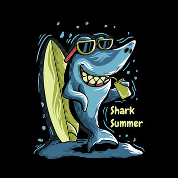 shark summer cartoon animal illustration
