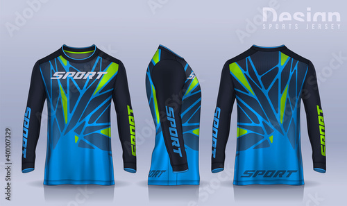Download T Shirt Sport Design Template Long Sleeve Soccer Jersey Mockup For Football Club Uniform Front And Back View Motocross Jersey Wall Mural Nattanopdesign