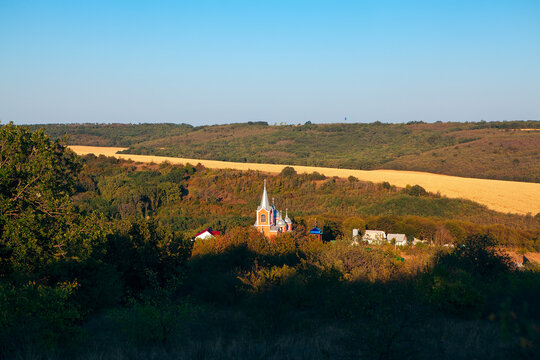 Monastery in the forest . Monastery in Zloti village from Moldova 