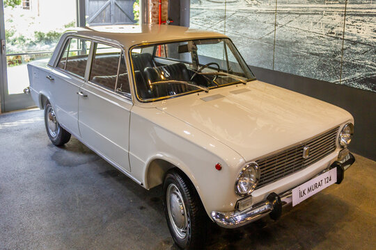 Bursa / Turkey - May 11 2019: First produced "Tofas Murat 124" model car in Tofas Anatolia cars museum