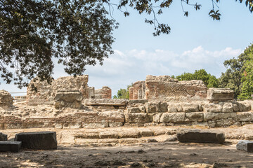 Ancient roman temple in the archeological site of Cuma, Campania, Italy