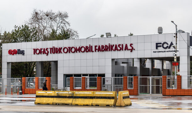 Bursa / Turkey - January 30 2020: Fiat / Tofas Automobile factory main entrance door ( Tofas Turk Otomobil Fabrikasi AS )