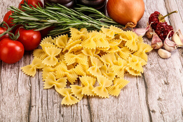 Raw Italian farfalle pasta for cooking