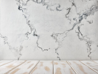 White countertop on marble wall background