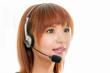 Woman with headset