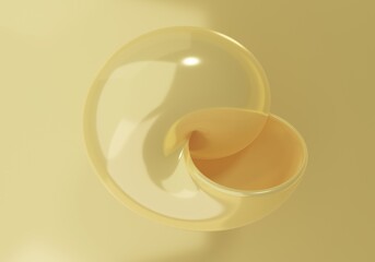 golden empty shell of mollusk, 3d render