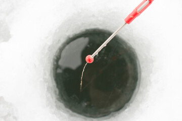 fishing with ice fishing rods  in the oles