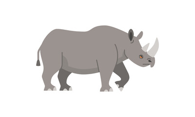 Obraz na płótnie Canvas African wild animal black rhinoceros the big five flat style vector illustration isolated on white background