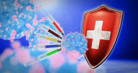 coronavirus vaccination in the Switzerland - 3D render