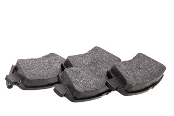 set of brake pads car spare parts, vehicle objects kit of brake shoes isolated on white background...