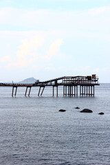 Rusty iron overpass in Rio Marina, Elba Island, Tuscany