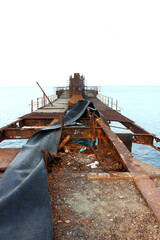 Rusty iron overpass in Rio Marina, Elba Island, Tuscany