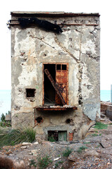 Rusty iron overpass in Rio Marina, Elba Island, Tuscany