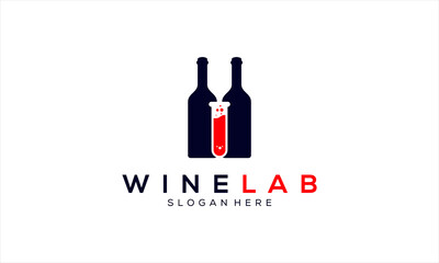 Combination logo from lab and bottle wine logo design concept