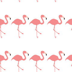 Seamless pattern with red flamingo. Animal print.