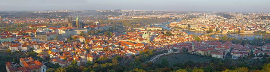 Prague - The panorama of the Town  from Petrin in the sunset light.