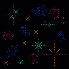 Colorful vector of firework with gap stroke.