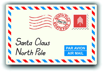 letter to Santa, envelope, vector illustration 