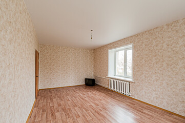 Russia, Moscow- April 19, 2020: interior room apartment modern bright cozy atmosphere. general cleaning, home decoration, preparation of house for sale. empty room with renovation